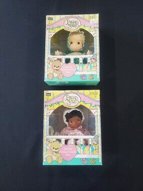VTG 1992 Lot 2 Rose Art My First Precious Moments Baby Two 6" Girl Dolls NOS